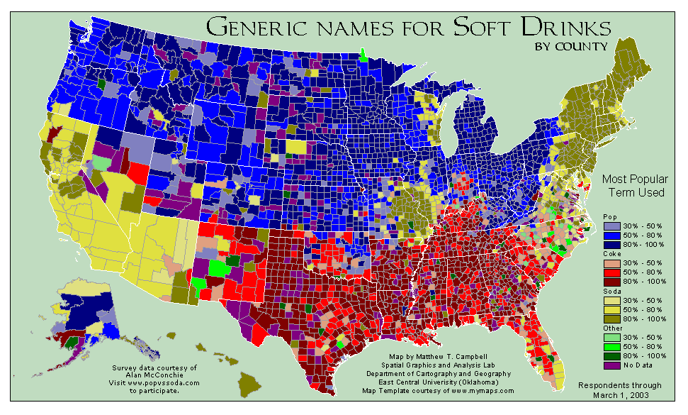 Generic Names for Soft Drinks by County